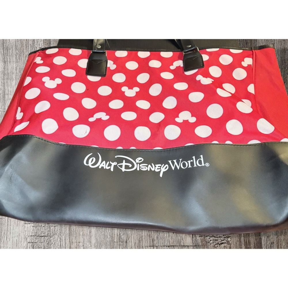 Disney World Park Tote Mickey Mouse Large Tote Bag Purse Nylon Zip Faux Leather